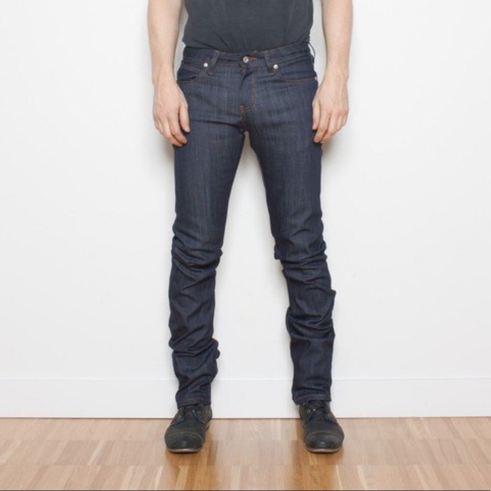 NWT Naked and Famous skinny guy stretch dark blue